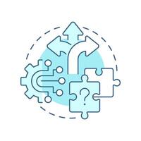 Unclear processes soft blue concept icon. Data management. Work, processing. Problem solving. Round shape line illustration. Abstract idea. Graphic design. Easy to use in advertising, marketing vector