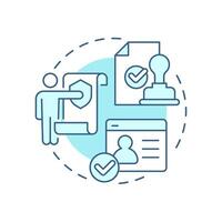 Legitimate interest soft blue concept icon. Fraud prevention and network security. Legal base from GDPR. Round shape line illustration. Abstract idea. Graphic design. Easy to use in article vector
