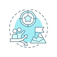Defining business goals soft blue concept icon. Organization targets to achieve. Workforce forecasting. Round shape line illustration. Abstract idea. Graphic design. Easy to use blog post vector