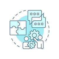 Collaborative workflow soft blue concept icon. Teamwork organization, communication. Round shape line illustration. Abstract idea. Graphic design. Easy to use in advertising, marketing vector