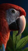 Colorful macaw displays vibrant feathers in a lush green habitat photo