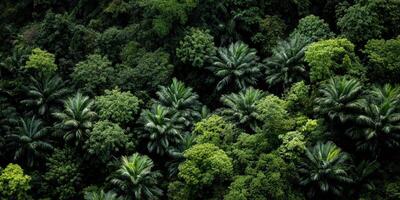 Lush green rainforest canopy in a tropical region during daylight hours photo
