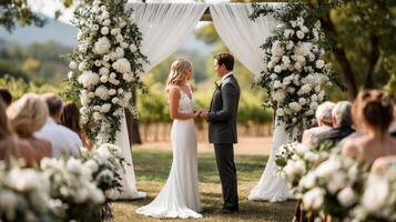 Couple weds in a vineyard during a beautiful ceremony photo