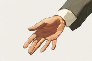 A businessperson extending a hand for a handshake, symbolizing collaboration and agreement photo
