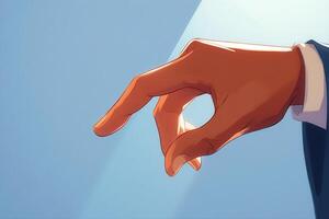 Elegant hand gesture symbolizing precision and focus against a soft blue background photo