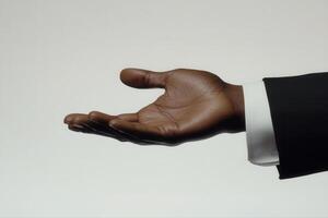Elegant open hand gesture showcasing diversity against a minimalist background photo