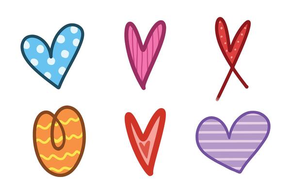 Colorful heart doodle hand drawn for element, valentine, love and illustration
