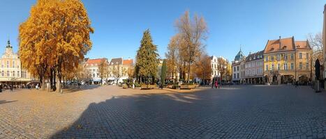 Autumn Town Square, Cobblestone, Fall Foliage photo