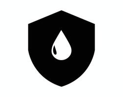 black shield with water drop protection icon vector