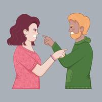 arguing couple cartoon flat design in isolated background vector