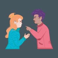 couples who are arguing flat design in isolated background vector