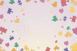 puzzle piece and pink background for text space in landscape screen vector