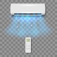 Air Conditioner with remote control and cooling flows ,white cooling system, equipment for air cold wind, climate control, condition comfort fresh flow vector