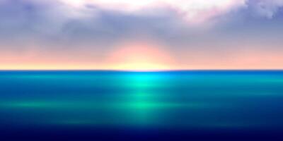 Vibrant Sunset over Ocean Coastline Scenery Relax Calm Ocean Horizon Displaying Blurred Color Gradient Background Illustration vector