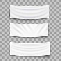Empty mockup white textile banners with folds vector