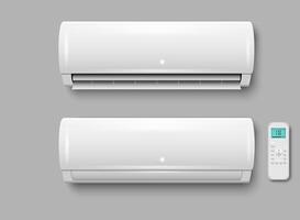 Air conditioner with remote control, conditioning off and on regime for home and office vector