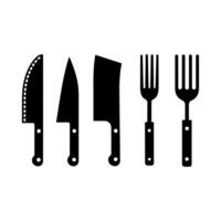 A set of knives and forks on a white background vector