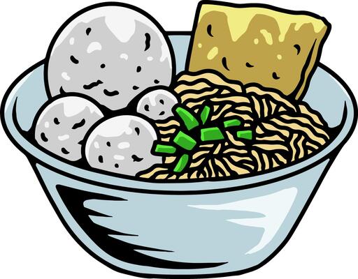 Bakso Indonesian Local Foods Illustration