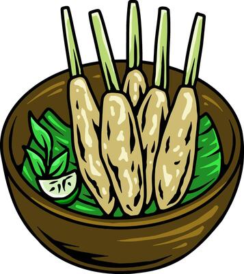Sate Lilit Indonesian Local Foods Illustration