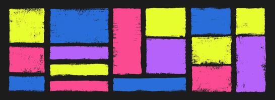 Text boxes and frames with grungy organic textures. Rough brush strokes and rectangle. Color illustration blackboard. vector