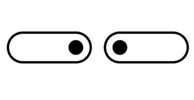 Two toggle switches commonly used in user interfaces for on or off for binary state selection. vector