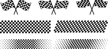 Start finish flag checkered stripe set vector