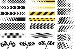 Racing stripe flag checkered moving speed set vector