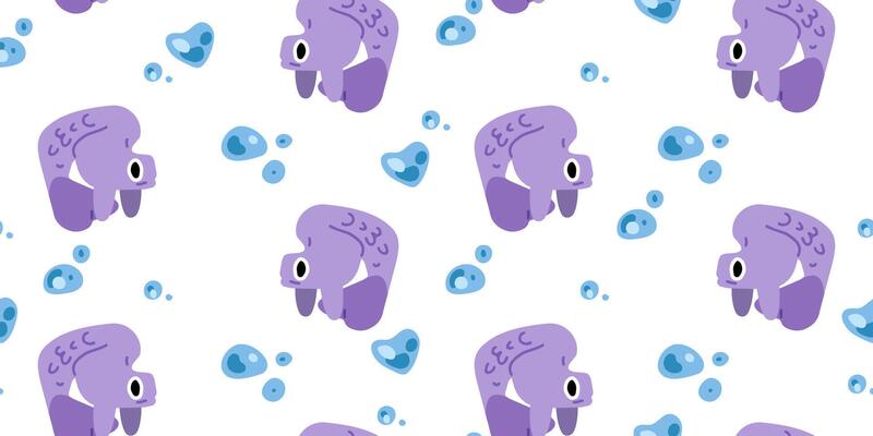 Seamless Cute Purple Fish Pattern