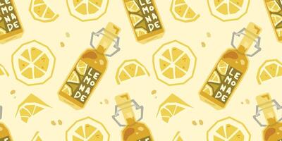 Fresh Lemon Bottle Seamless Pattern vector