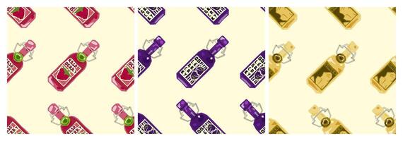 Three Flavored Lemon Bottle Patterns vector