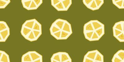 Seamless Flat Lemon Slices Pattern vector