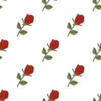 Seamless Red Rosebud Floral Pattern vector