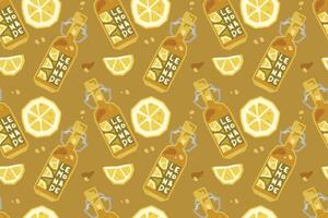 Seamless Lemonade Citrus Bottle Pattern vector