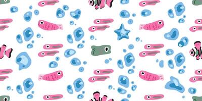 Seamless Colorful Fish Bubble Pattern vector