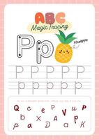 Very Fun Kawaii Tracing Worksheet to Learn Alphabet for kids fun learning perfect for preschool and kindergarten to practice handwriting and letter recognition vector