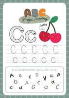 Wonderful Alphabet Tracing Printable with Kawaii Characters for kids fun learning perfect for preschool and kindergarten to practice handwriting and letter recognition vector