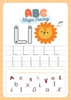 Quick and Fun Kawaii ABC Tracing Sheet for kids fun learning perfect for preschool and kindergarten to practice handwriting and letter recognition vector