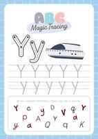Fun Learning Alphabet Tracing Printable with Kawaii Characters for kids fun learning perfect for preschool and kindergarten to practice handwriting and letter recognition vector