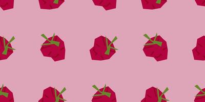 Seamless Flat Raspberry Fruit Pattern vector