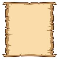 Cartoon style old parchment paper scroll with torn edges vector