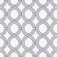 Seamless geometric pattern with interlocking circles and lines in dark blue vector