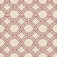 Repeating geometric pattern of circles and arches in burgundy and beige vector