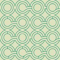 Seamless geometric pattern with interlocking circles in teal on beige vector
