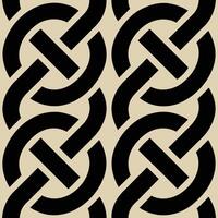 Seamless pattern of interlocking black circles on beige background vector