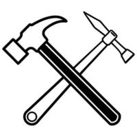 Crossed hammer and pickaxe tools illustration vector