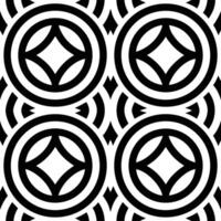 Seamless geometric pattern of circles and diamonds in black and white vector