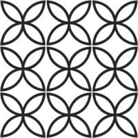 Seamless geometric pattern of curved shapes in black and white vector