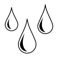 Three water drops black outline simple isolated graphic element vector