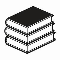 Stack of three books monochrome education and knowledge icon vector