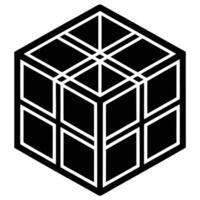 Geometric cube structure black and white illustration minimalist graphic design element vector